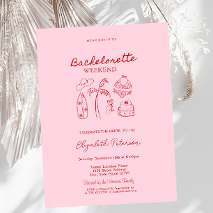 Convite Red Sketch Bikinis & Martinis