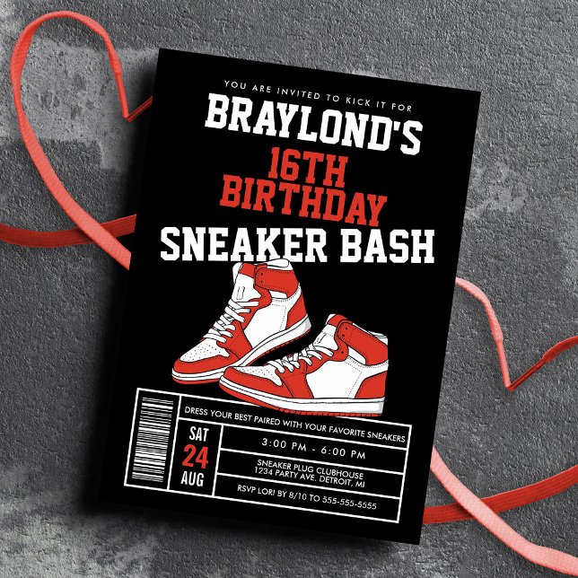 Convite Red Sneaker Bash Birthday (Criador carregado)