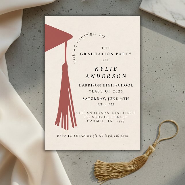 Convite Red Tassel High School Graduation Party (Red Tassel High School Graduation Party Invitation)
