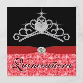 Convite Red Tiara Black Red Quinceanera