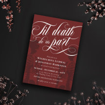 Red Til Death Nos Part Skeleton Gótico Casamento