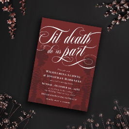 Convite Red Til Death Nos Part Skeleton Gótico Casamento