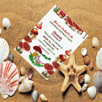 Convite Red Toadstool Garden Fairy Fairy Party