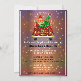 Convite Red Truck Felry Árvore de Natal Brunch Janta Rosa