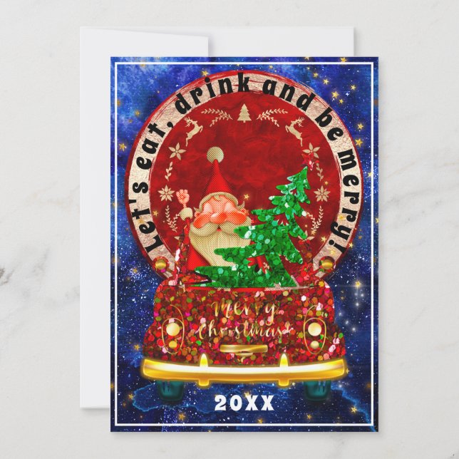 Convite Red Truck Felry Árvore de Natal Saudações Brunch (Verso)