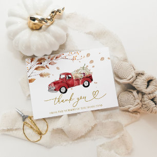Convite Red Truck White Pumpkin Baby Shower Obrigado