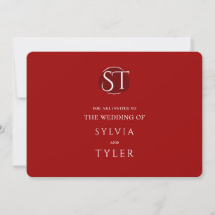 Convite Red Typografia Crest Monograma Casamento