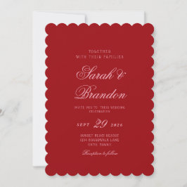 Convite Red Valentines Minimalist Script Wedding
