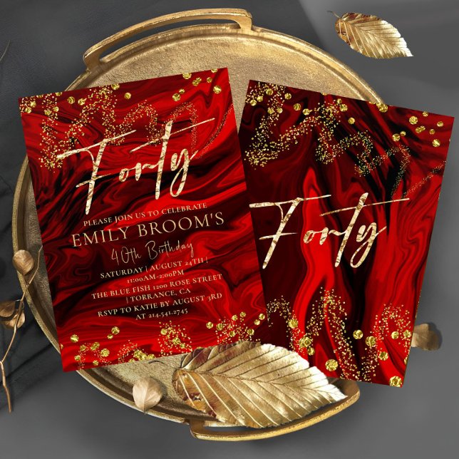 Convite Red Velvet aniversário de 40 anos Quarty (Criador carregado)