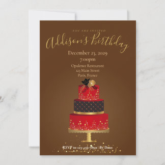Convite Red Velvet Custom Birthday Invitation Card