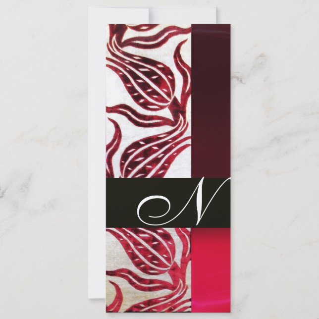Convite RED VELVET TULIP MONOGRAM Burgundy Champagne White (Frente)