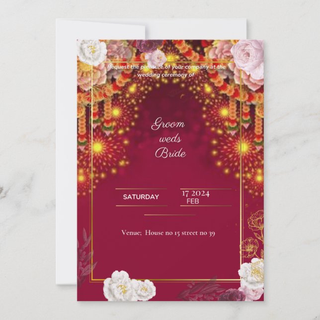 Convite Red Wedding digital invitation e card design (Frente)