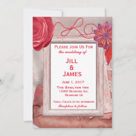 Convite Red Wedding Rustic Floral