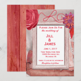 Convite Red Wedding Rustic Floral