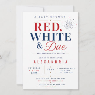 Convite Red White and Due 2026 Gender Neutral Baby Shower