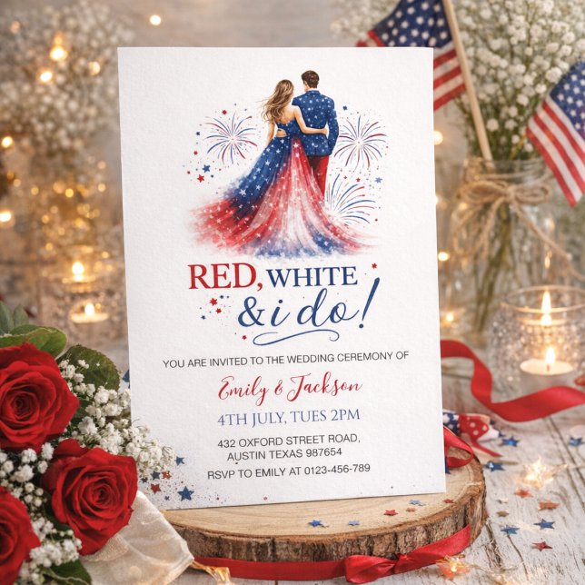 Convite Red White and I do Wedding Invitation (Criador carregado)