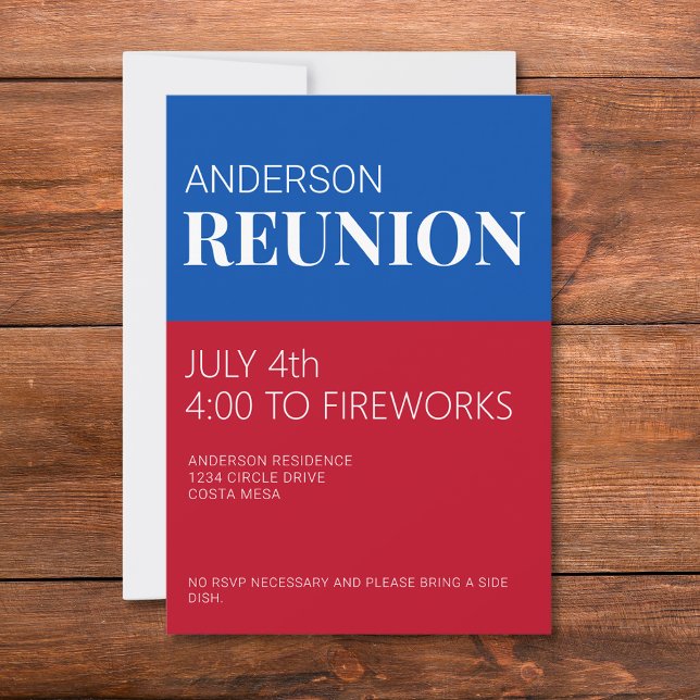 Convite Red White Blue Family Reunion Invitation (Criador carregado)
