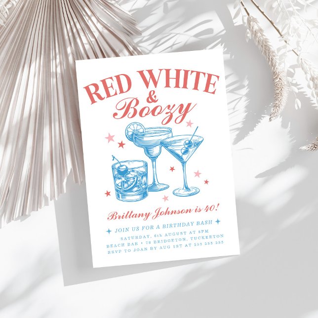 Convite Red White Boozy 4 de julho (Criador carregado)