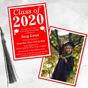Convite Red White Class of 2020 Graduation Photo