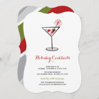 Red White Cocktail Martini Modern Holiday Party
