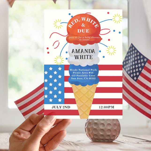 Convite Red White Devido Patriótico 4º Chá de fraldas (Criador carregado)