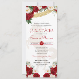 Convite Red White Dourada oms Papel Picado Charro Quince I