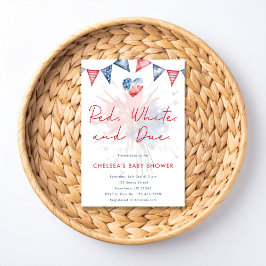 Convite Red White & Due Baby Shower Invitation