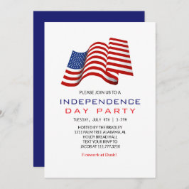 Convite Red White e Blue Dia da Independência do Quarto de