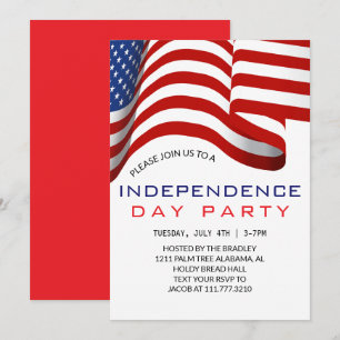 Convite Red White e Blue Dia da Independência do Quarto de