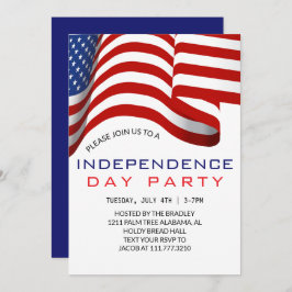 Convite Red White e Blue Dia da Independência do Quarto de