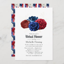 Convite Red White e Blue Floral 4 de julho Chá virtual