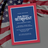 Red White e Blue Simple Retirement Party
