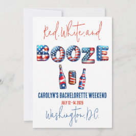 Convite Red, White e Booze, Festa de Bachelorette Patrióti