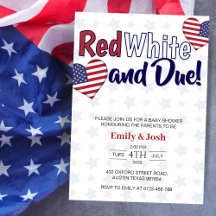 Red White e due 4 de julho Co ed Chá de fraldas