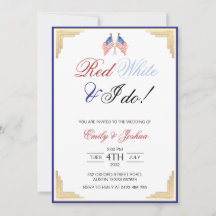 Red White e eu fazemos casamento Patriótico Americ
