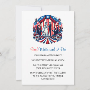 Convite Red White e eu fazemos um casamento Patriótico no 