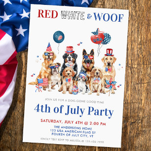 Convite Red White e Woof Funny Patriotic Cães 4 De Julho