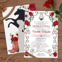 Red White Rustic Western Charro Quinceanera