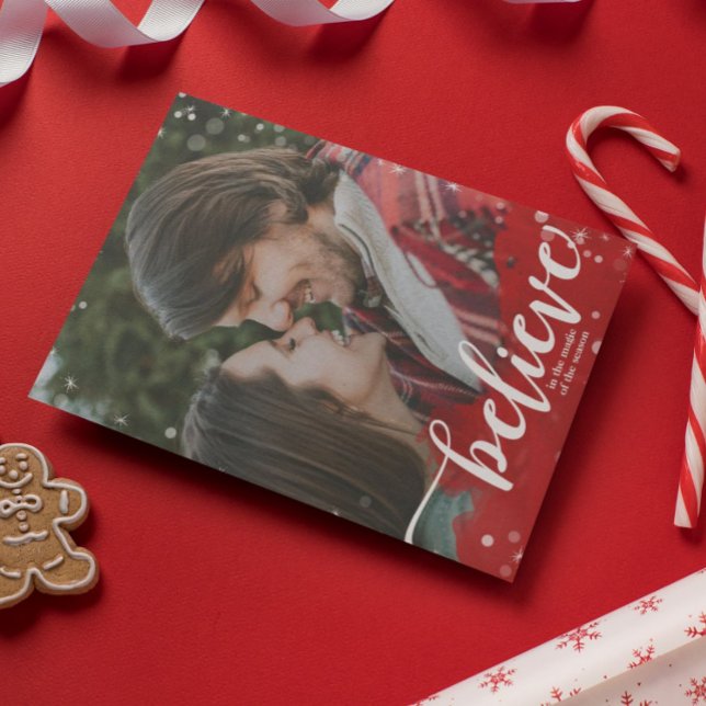 Convite Red & White Sparkle Acredita no Natal Mágico (Criador carregado)