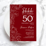 Convite Red White Surprise 50º aniversário<br><div class="desc">Red White Surprise 50º Convite de Aniversário. A design feminina moderna minimalista apresenta sotaques botânicos e letra de script de tipografia. Simples cartão de convite floral perfeito para uma festa surpresa na moda. Impressos convites Zazzle ou modelo de impressão digital instantânea para download.</div>