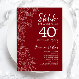 Convite Red White Surprise aniversário de 40 anos