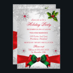 Convite Red White Winter Wonderland Holiday Party<br><div class="desc">Convite para o Feriado Vermelho Verde de Prata Branca. Design de floco de neve de joias Silver Sparkle. Por favor,  note: todas as imagens planas,  elas não têm joias reais!</div>