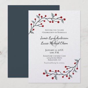 Convite Red Winter Berries Simplesmente Elegante Wedding