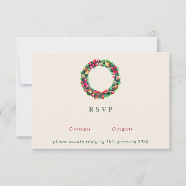 Convite Red Winter Christmas Ornament | Kindly Reply (Frente)