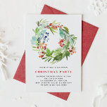 Convite Red Winterberry e Juniper Wreath Festa de Natal<br><div class="desc">Convide convidados para o seu evento com este convite de Natal personalizável. Apresenta uma camada aquosa de winterberry vermelha e zimbro. Personalize adicionando seus detalhes. Este convite de festas botânico de Natal também está disponível em outros estoques de cartão. Itens correspondentes estão disponíveis.</div>