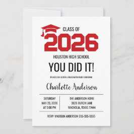 Convite Red You Did It Graduation Photo