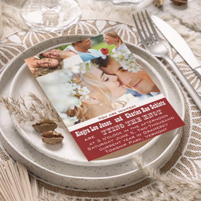Convite Red Your Photo Wedings Invtions (Criador carregado)