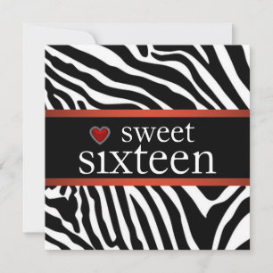 Convite Red Zebra Doce Dezesseis Festas de aniversário