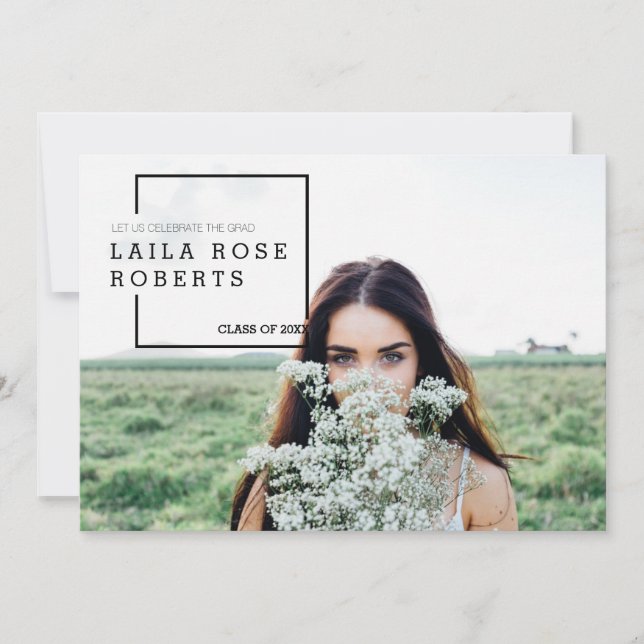 Convite Redação Moderna | Graduação Foto de Celebração (Frente)