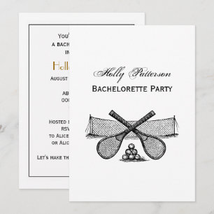 Convite Rede de Tênis de Vintage Esporte, Raquetas Cruzad